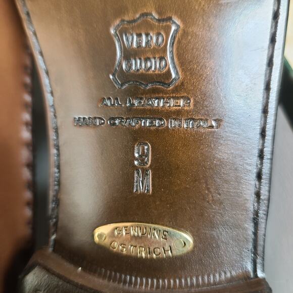 Zelli Saddle Brown Ostrich Leather Italian Made Tassel Loafers Shoes NEW 9 - Picture 8 of 8